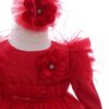 Rochita cu pantofiori si bentita de culoare rosie pentru botez de fetite, 3 piese, Recostore®, REC2443