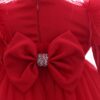 Rochita cu pantofiori si bentita de culoare rosie pentru botez de fetite, 3 piese, Recostore®, REC2443