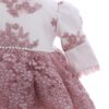 Rochita cu trena accesorizata cu pantofiori si bentita de culoare roz pudrat pentru botez de fetite, Recostore®, REC2445