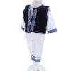 Costum popular alb cu veste neagra, 4 piese, camasa, vesta, pantaloni, caciula, pentru baieti, REC2447