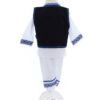 Costum popular alb cu veste neagra, 4 piese, camasa, vesta, pantaloni, caciula, pentru baieti, REC2447