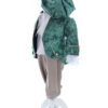 Set trusou complet pentru botez de baieti, tematica Print, 13 piese,  costum brocart, lumanare, trusou, verde, REC2454