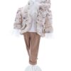 Set trusou complet pentru botez de baieti, tematica Print, 13 piese,  costum catifea, lumanare, trusou, crem, REC2457
