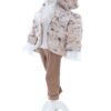 Set trusou complet pentru botez de baieti, tematica Print, 13 piese,  costum catifea, lumanare, trusou, crem, REC2457