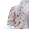 Set trusou complet pentru botez de baieti, tematica Print, 13 piese,  costum catifea, lumanare, trusou, crem, REC2457