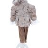 Set trusou complet pentru botez de baieti, tematica Print, 13 piese,  costum catifea, lumanare, trusou, crem, REC2457