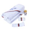 Set complet pentru botez, lumanare traditionala si trusou traditional, cu mesaj "Cu drag de la nasi" pe trusou, 7 piese, REC388
