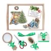 Set tava pentru taiere mot la baieti, model Craciun, verde, 6 piese, 35x20 cm, Recostore®, REC1967/195
