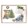 Set tava pentru taiere mot la baieti, model Craciun, albastru, 6 piese, 35x20 cm, Recostore®, REC1967/196