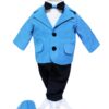 Set trusou pentru botez de baieti, costum turcoaz, lumanare cu ingeras, trusou imprimat si pantofiori, Recostore®, REC2473