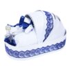 Set complet pentru botez, lumanare tip glob si trusou, alb-albastru electric, cu mesaj „Azi m-am crestinat”, 7 piese, REC373
