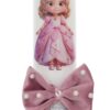Lumanare botez model printesa, catifea roz pudrat, 35x7 cm, Recostore®, REC5001/1 - imagine 3