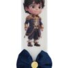 Lumanare botez model print, catifea bleumarin, 35x7 cm, Recostore®, REC5001/2