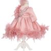 Rochita roz pudrat cu pene pentru botez de fete, 2 piese, Recostore®, REC2525
