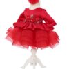 Rochita cu rijelina de culoare rosie cu aplicatii pentru botez de fete, 2 piese, Recostore®, REC2527
