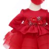 Rochita cu rijelina de culoare rosie cu aplicatii pentru botez de fete, 2 piese, Recostore®, REC2527