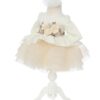 Rochita cu rijelina de culoare ivoire si aplicatii in talie pentru botez de fete, 2 piese, Recostore®, REC2528