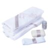 Set complet pentru botez, lumanare si trusou, alb-roz pudrat, cu mesaj „Cu mult drag de la nasi” pentru botez, 7 piese, REC350