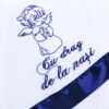 Set complet pentru botez, lumanare si trusou, alb-bleumarin, cu mesaj „Cu mult drag de la nasi” pentru botez, 7 piese, REC347