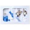 Set trusou complet pentru botez de baieti, albastru electric, model Ursulet, 14 piese, Costum, Lumanare cu Ursulet, trusou brodat si pantofiori, Recostore®, REC2571 - imagine 5