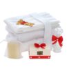 Trusou tip landou pentru botez de baieti, Model brodat cu Winnie The Pooh, rosu, 8 piese, Recostore®, REC5005/7