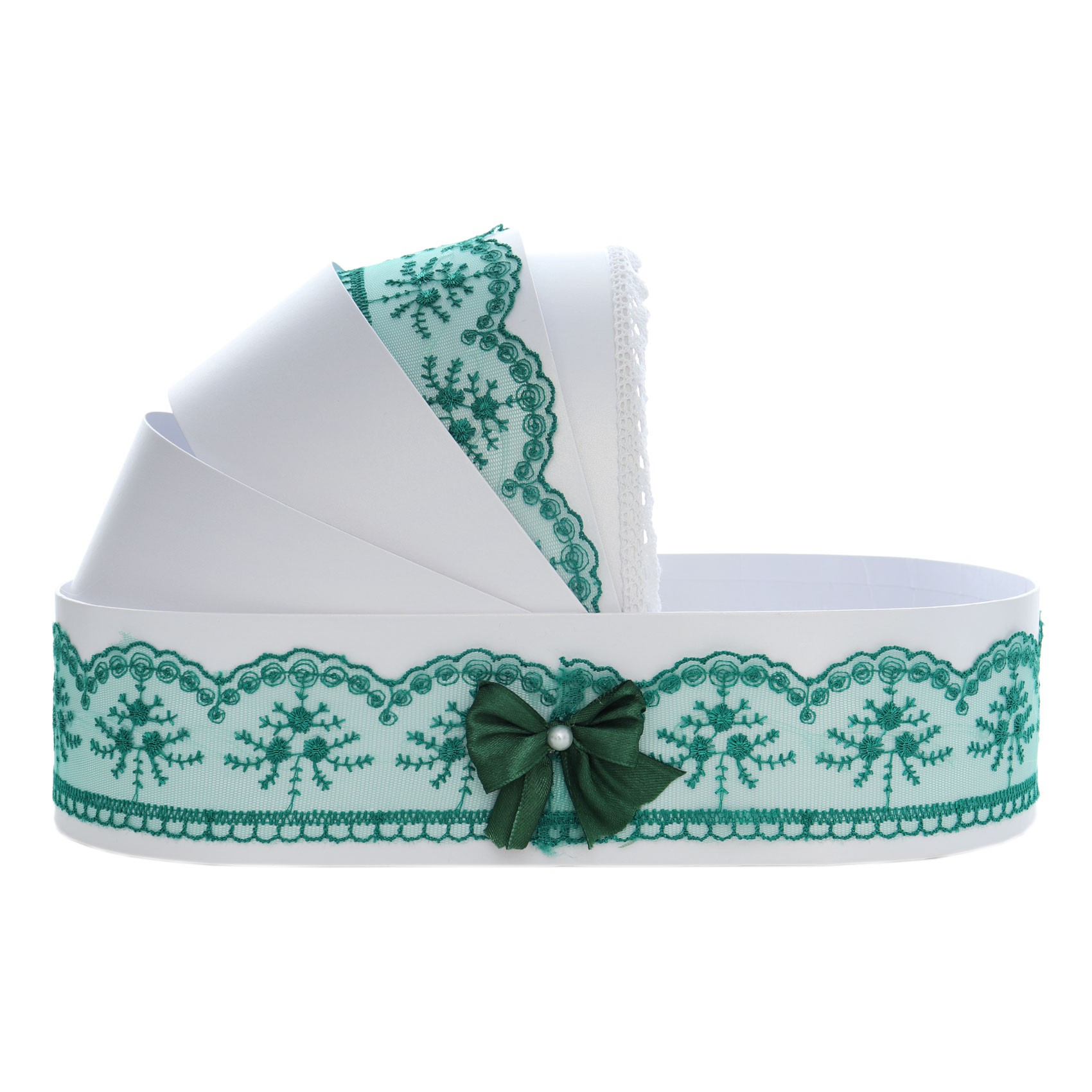 Trusou tip landou pentru botez de baieti, Model brodat cu Simba, verde, 8 piese, Recostore®, REC5005/10 - imagine 3