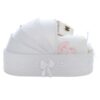 Trusou tip landou pentru botez de fete, Model brodat cu Balerina, alb, 8 piese, Recostore®, REC5005/14
