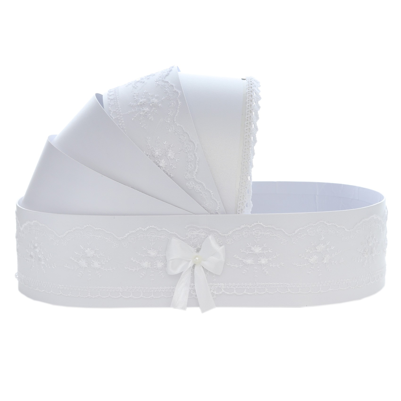 Trusou tip landou pentru botez de fete, Model brodat cu Balerina, alb, 8 piese, Recostore®, REC5005/14 - imagine 4
