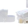 Trusou tip landou pentru botez de fete, Model brodat cu Balerina, alb, 8 piese, Recostore®, REC5005/14