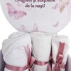 Trusou pentru botez de fete, Model cu fluturi, roz pudrat, 8 piese, Recostore®, REC2623