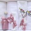 Trusou pentru botez de fete, Model Unicorn, Roz pudrat, 7 piese, Recostore®, REC2632