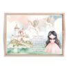Set tava pentru taiere mot/turta la fete, model printesa, roz, 6 piese, 35x20 cm, Recostore®, REC1967/249