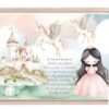 Set tava pentru taiere mot/turta la fete, model printesa, roz, 6 piese, 35x20 cm, Recostore®, REC1967/249