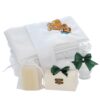 Trusou complet pentru botez de baieti, Model brodat cu Simba, Trusou tip landou, lumanare costum si pantofiori, verde, 15 piese, Recostore®, REC2639 - imagine 7