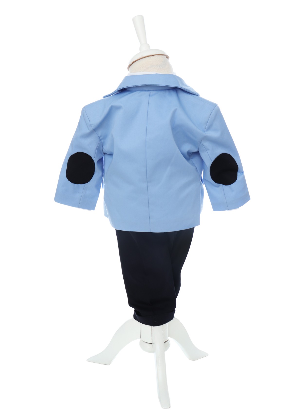 Trusou complet pentru botez de baieti, model cu ingeras, trusou imprimat, lumanare cu "Radacini si aripi de la parinti", costum si pantofiori, bleu, 13 piese, Recostore®, REC2646 - imagine 4