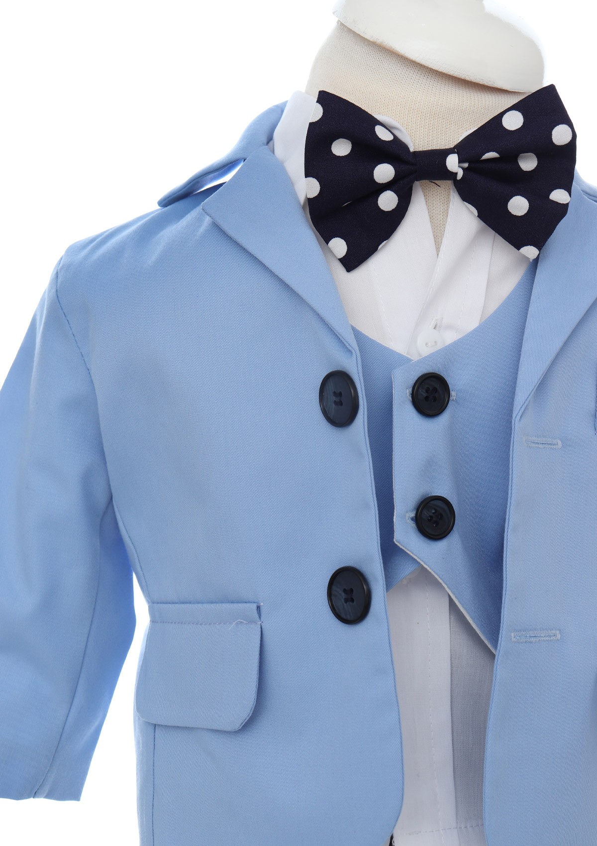 Trusou complet pentru botez de baieti, model cu ingeras, trusou imprimat, lumanare cu "Radacini si aripi de la parinti", costum si pantofiori, bleu, 13 piese, Recostore®, REC2646 - imagine 5