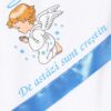 Trusou complet pentru botez de baieti, model cu ingeras, trusou imprimat, lumanare cu "Radacini si aripi de la parinti", costum si pantofiori, bleu, 13 piese, Recostore®, REC2646 - imagine 12
