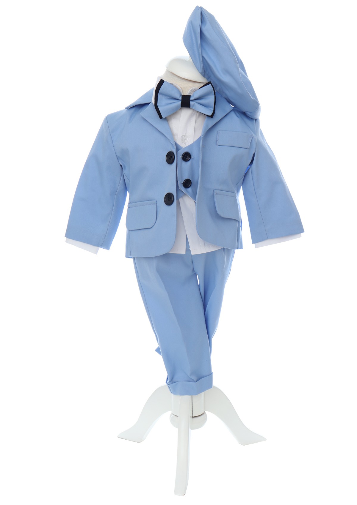Trusou complet pentru botez de baieti, trusou brodat cu Ursulet, lumanare cu ursulet, costum si pantofiori, bleu, 15 piese, Recostore®, REC2649 - imagine 2