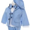 Trusou complet pentru botez de baieti, trusou brodat cu Ursulet, lumanare cu ursulet, costum si pantofiori, bleu, 15 piese, Recostore®, REC2649 - imagine 3