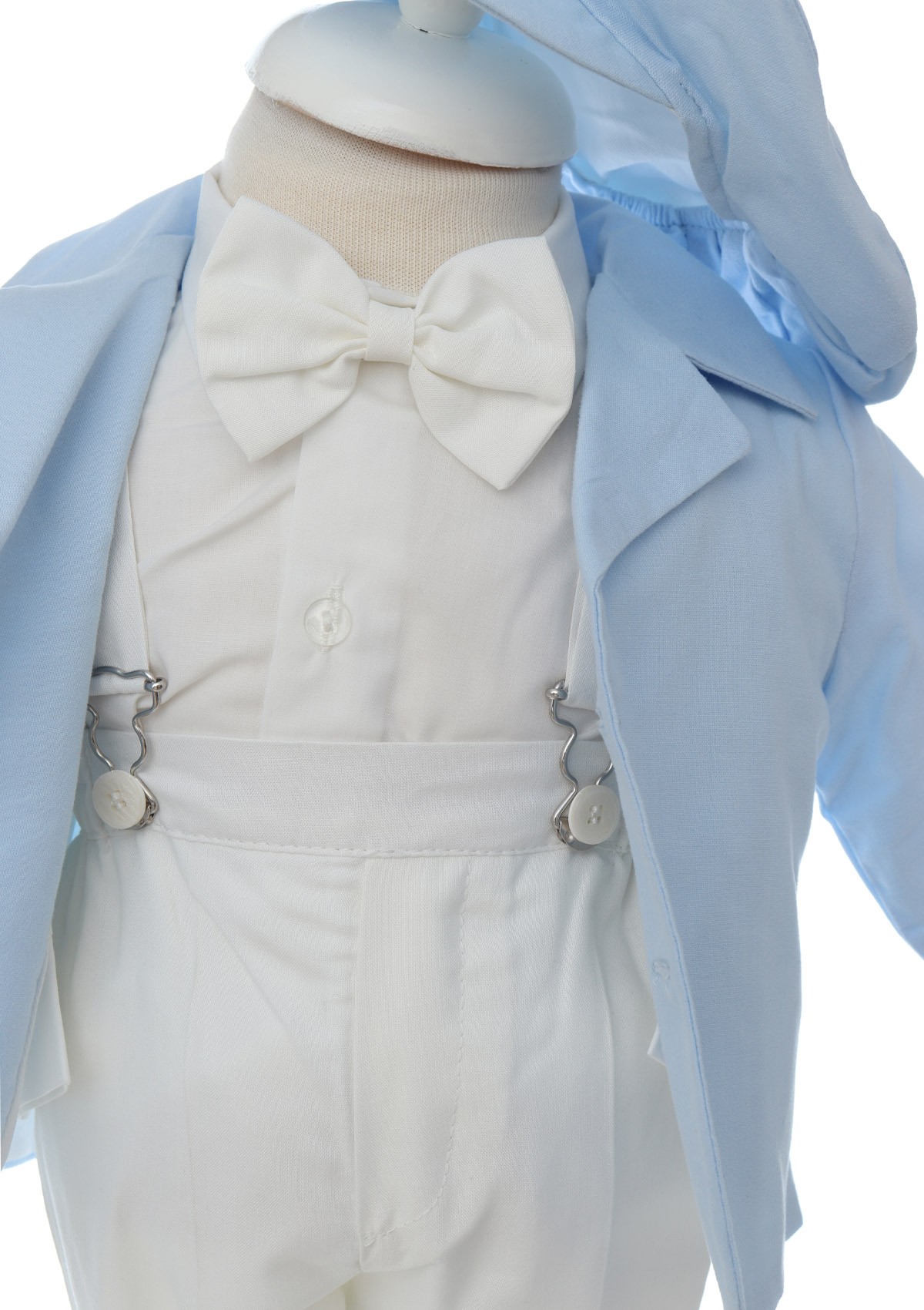 Trusou complet pentru botez de baieti, trusou simplu, lumanare cu "Radacini si aripi de la parinti", costum si pantofiori, bleu, 15 piese, Recostore®, REC2650 - imagine 3