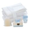 Trusou complet pentru botez de baieti, trusou simplu, lumanare cu "Radacini si aripi de la parinti", costum si pantofiori, bleu, 15 piese, Recostore®, REC2650 - imagine 12