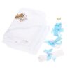 Trusou complet pentru botez de baieti, trusou brodat cu Ingeras, lumanare cu "Radacini si aripi de la parinti", costum si pantofiori, bleu-crem, 14 piese,  Recostore®, REC2653 - imagine 11
