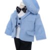 Trusou complet pentru botez de baieti, trusou brodat cu ursulet, lumanare cu ursulet de plus, costum si pantofiori, bleu, 15 piese,  Recostore®, REC2658 - imagine 2