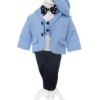Trusou complet pentru botez de baieti, trusou brodat cu ursulet, lumanare cu ursulet de plus, costum si pantofiori, bleu, 15 piese,  Recostore®, REC2658 - imagine 3