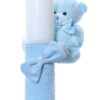 Trusou complet pentru botez de baieti, trusou brodat cu ursulet, lumanare cu ursulet de plus, costum si pantofiori, bleu, 15 piese,  Recostore®, REC2658 - imagine 11