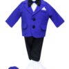Trusou complet pentru botez de baieti, trusou brodat cu Winnie The Pooh, lumanare cu Winnie The Pooh, costum si pantofiori, albastru electric, 15 piese, Recostore®, REC2659 - imagine 3