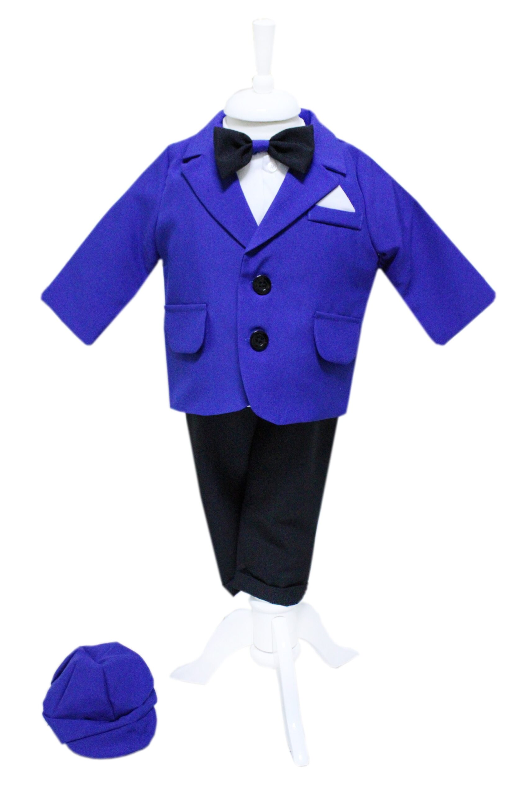 Trusou complet pentru botez de baieti, trusou brodat cu Winnie The Pooh, lumanare cu Winnie The Pooh, costum si pantofiori, albastru electric, 15 piese, Recostore®, REC2659 - imagine 3