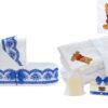 Trusou complet pentru botez de baieti, trusou brodat cu Winnie The Pooh, lumanare cu Winnie The Pooh, costum si pantofiori, albastru electric, 15 piese, Recostore®, REC2659 - imagine 9