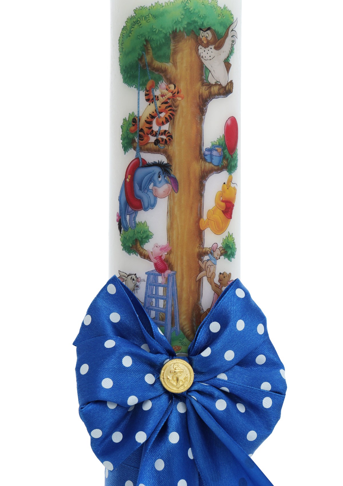 Trusou complet pentru botez de baieti, trusou brodat cu Winnie The Pooh, lumanare cu Winnie The Pooh, costum si pantofiori, albastru electric, 15 piese, Recostore®, REC2659 - imagine 13