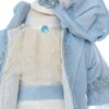 Trusou complet pentru botez de baieti, trusou brodat cu Coroana, lumanare cu Coroana, costum print si pantofiori, bleu, 14 piese, Recostore®, REC2661 - imagine 3